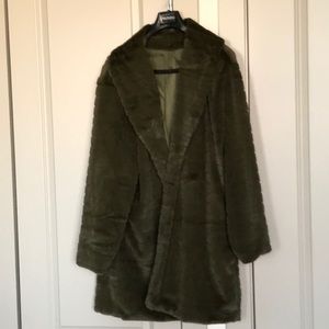 Faux fur jacket olive green ultra soft